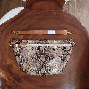 Clare V. Grande Fanny in Tan Snake